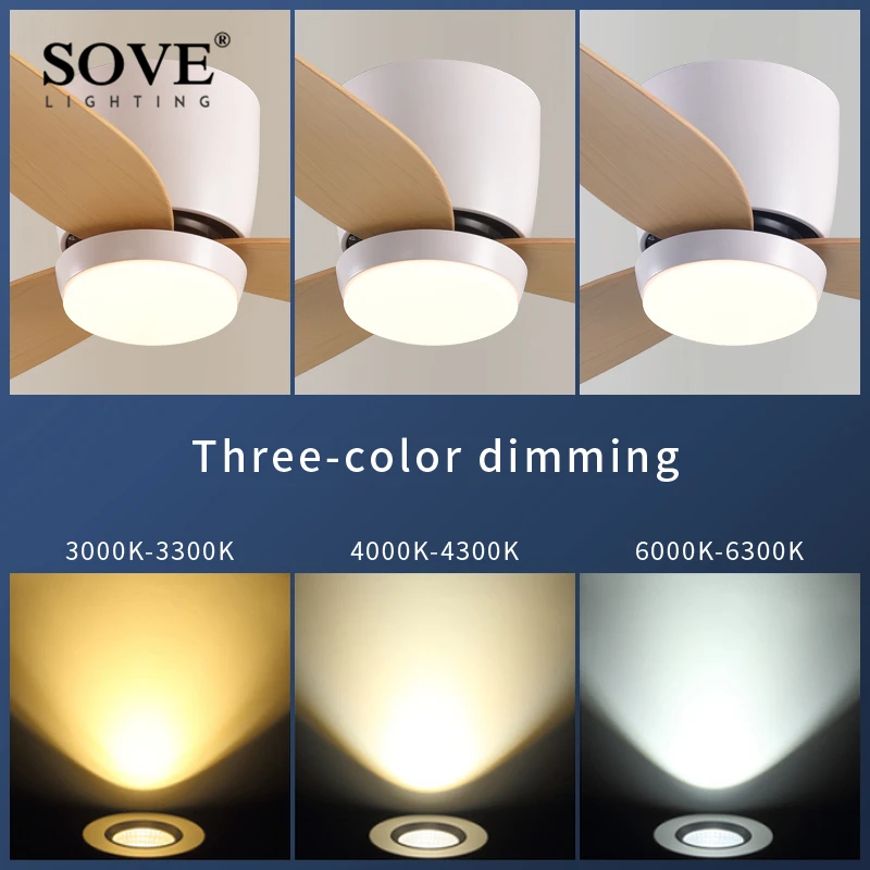 SOVE Modern White Ceiling Fan With Led Light Ceiling Light Fan Ceiling Fans With Lights Led Fan Lamp Remote Control 3