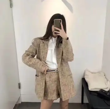 

Women Coat New Spring / Summer 2020 Women's Tweed One Button Casual Blazer