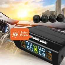 Система контроля давления в шинах с солнечной зарядкой TPMS 4 внешних датчика с usb-кабелем сигнализация давления в шинах для авто SUV ORV микроавтобуса