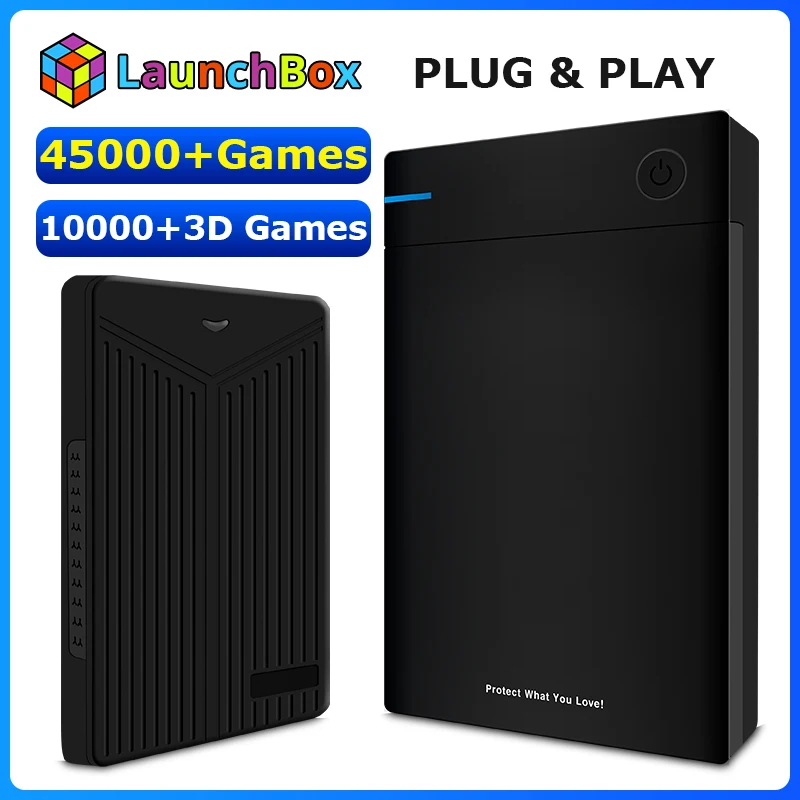 Plug And Play HDD Launchbox External Hard Drive Built-in 40000+ Retro Games Hard Disk For PS3/PS2/PS1/GameCube/SS/N64/WII/NES