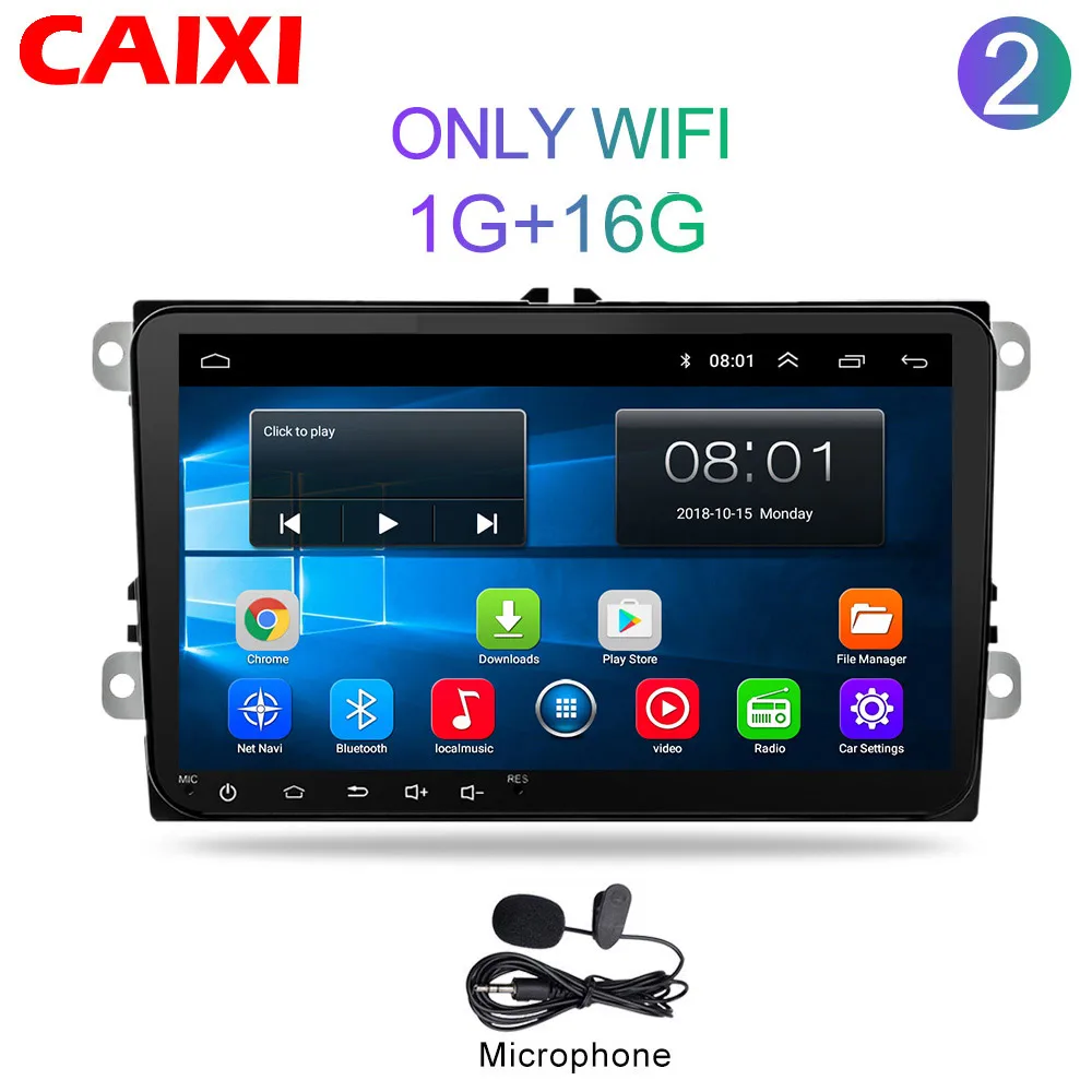 2 Din радио автомобиль Android 8,1 gps Мультимедиа для Volkswagen Skoda Octavia Golf 5 6 touran passat B6 Polo Tiguan Yeti Rapid Bora - Цвет: Cx-1G-16G-MIC