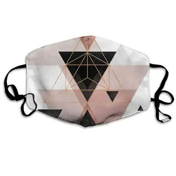 

Geometric Triangles In Blush And Rose Gold Washable Reusable Mask, Cotton Anti Dust Half Face Mouth Mask For Kids Teens Men