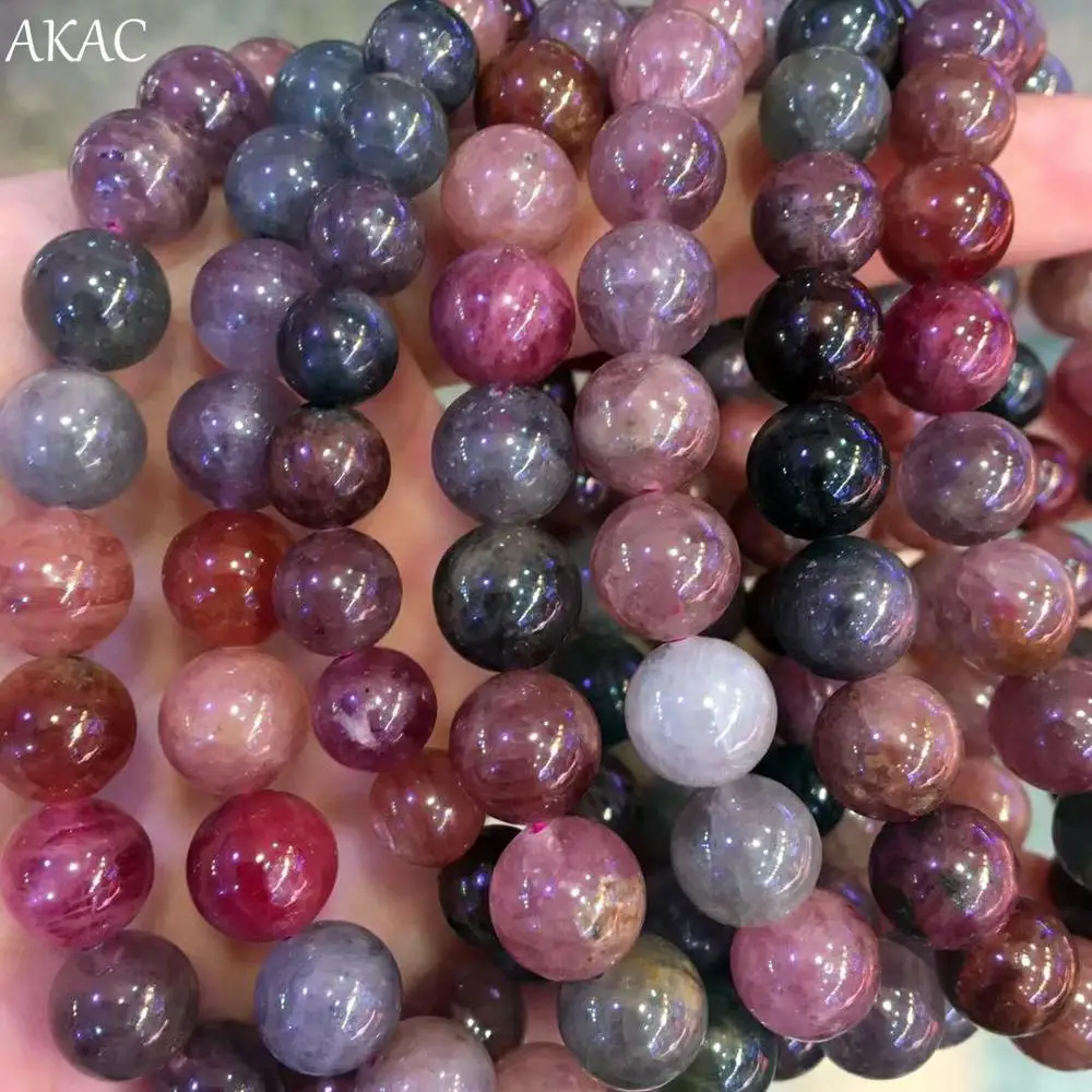 

AKAC 7-7.8mm/8-9mm natural rarely colorful spinel bracelet gemstone for women men bracelet