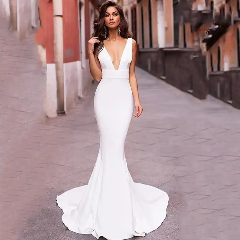 vestido sereia simples noiva