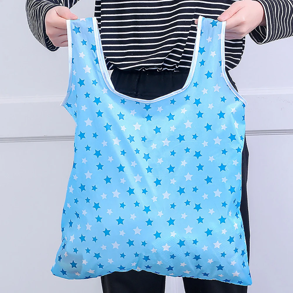 

10pcs Household Bags Printing Foldable Green Shopping Bag Large-Capacity Storage Bags Tote Folding Pouch Handbags Convenient