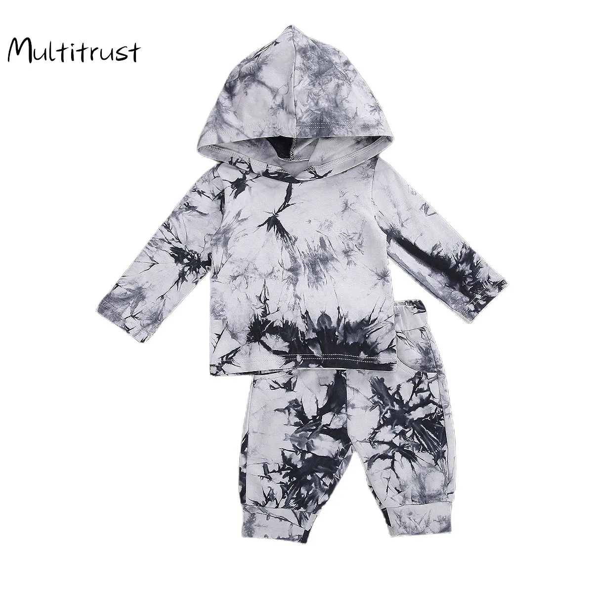 

2PCS Children Boys Girls Clothes For Kids Clothing Toddler Casual Tie Dye Hooded Tops Pants Sports Suit Kids Tracksuits
