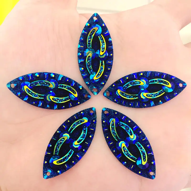 15*35mm Crystal Resin Flatback Rhinestones Horse Eye Crystal Stones Non