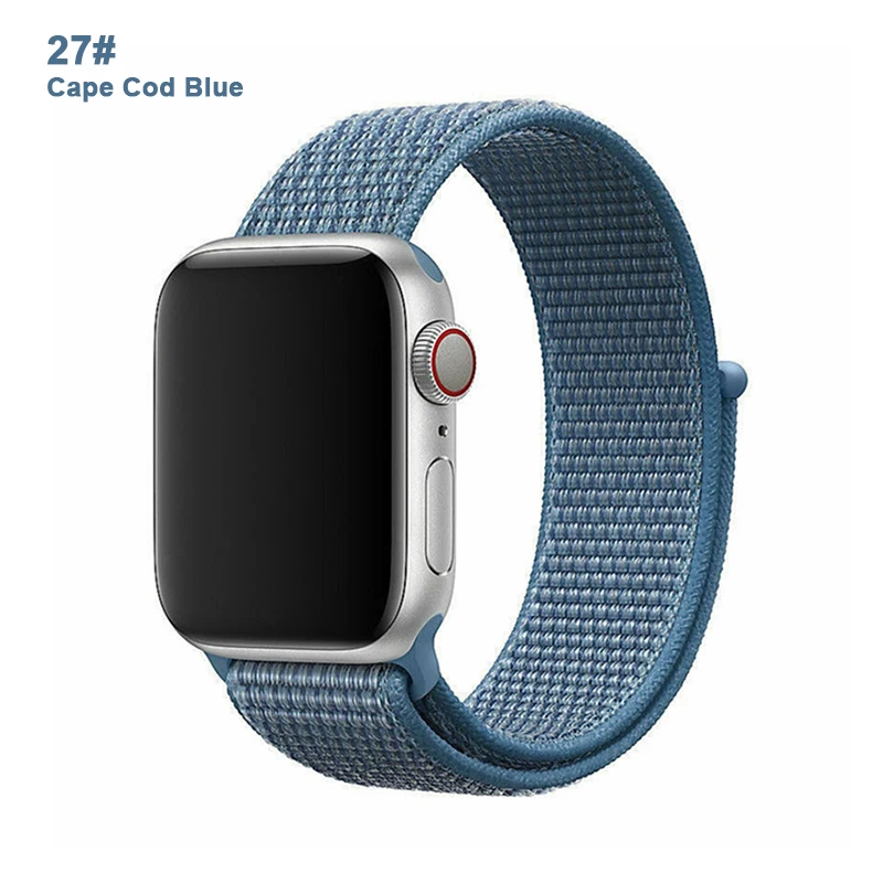 Нейлоновый ремешок для Apple Watch Series 4 5 3 2 1 мягкая дышащая Спортивная петля для iWatch 42 мм 44 мм 38 мм 40 мм браслет для часов - Цвет ремешка: 27