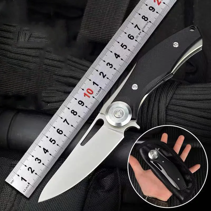 

Hot Sale Folding Knife 58HRC D2 Blade G10 Handle Flipper Ball Bearing Survival Hunting Knives Utility Portable EDC Tool