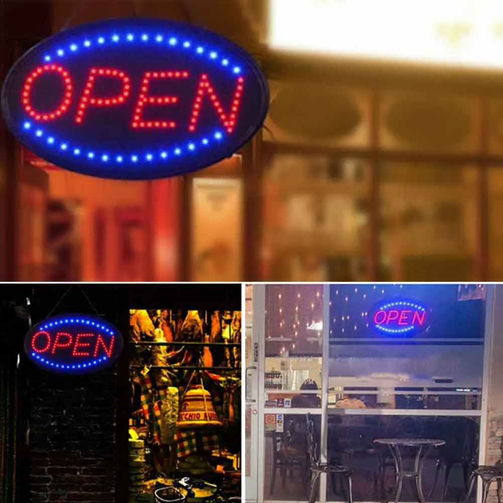 LED Open Sign Cafe Show Window Salon Business Store Flashing Mode Display Board Shops Florist PVC US Plug Advertising LIghts
