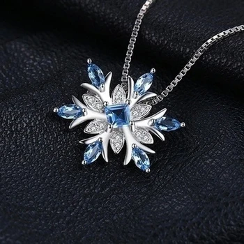 Exquisite Fashionable Income Blue Snowflake Jewelry Lady Necklace Santa Snowflake Lucky Guardian Pendant Halloween Auspicious 1