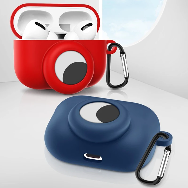 2 in 1 Case Cover Silicone Protective Sleeve  For AirPods Pro Earphones Anti-lost Protector Skin For AirTags Locator Accessory