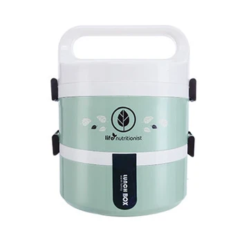 

Double Layer Food Storage Lunch Box for Microwave Heating with Tableware Bento Boxes TB Sale