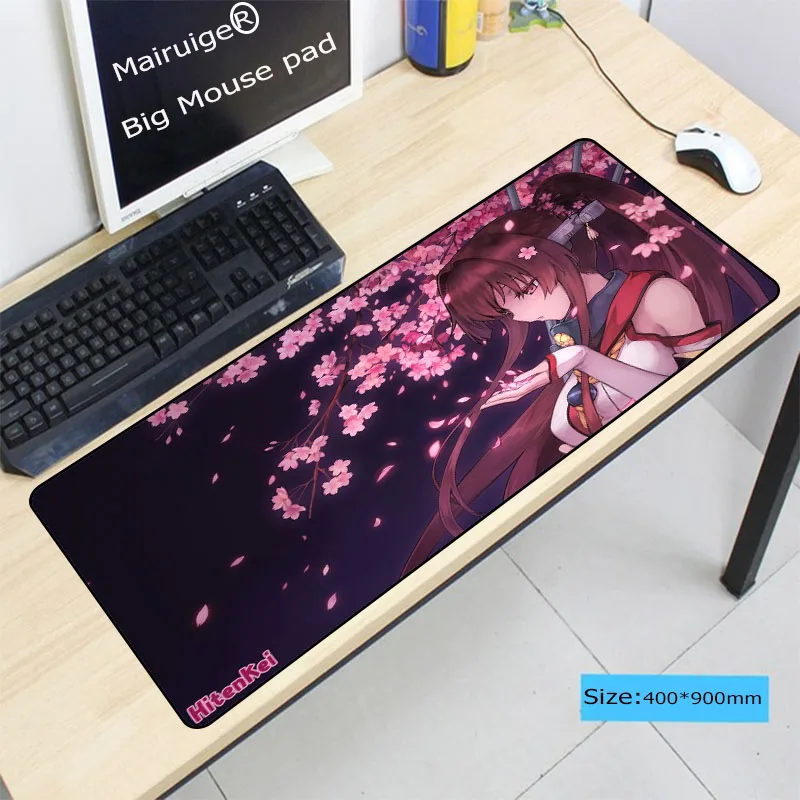 Cherry blossoms With Girl Large Lock Edge Mouse Pads Gaming Rubber Gamer Soft Comfort Mouse Mat For