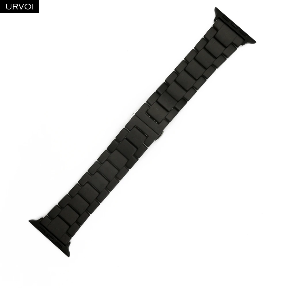 Matte black Керамический ремешок URVOI для Apple Watch, ремешок для iwatch серии 5 4 3 2 1, керамический ремешок из нержавеющей стали, качественная пряжка-бабочка - Цвет ремешка: Matte black