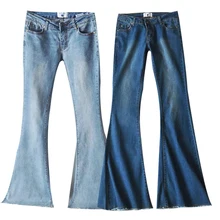 Новинка, модные женские расклешенные джинсы, стрейчевые, высокая талия, подтягивающие ягодицы, широкие ноги, джинсовые сексуальные штаны, весна-осень