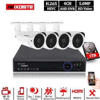 

H.265+ 4CH 5 in 1 5MP AHD DVR Hybrid Video Recorder 3.6mm Lens IR Night VisionFull HD 5.0MP Camera CCTV Home Security System