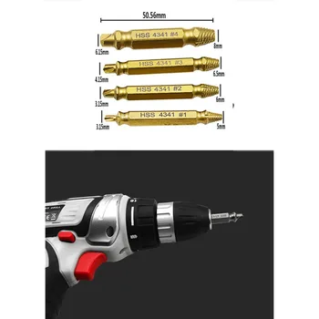 

4pcs Double Head High Hardness Machine Repair Broken Wire Extractor Breakage Screw Extractor Drill Bits Car Tools Setfff