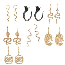 1 пара, новинка, длинные серьги в стиле панк с подвеской в виде кобры и змеи для женщин, ювелирные изделия, Европейский золотой цвет, женские серьги-гвоздики в виде животных, подарок для девочки