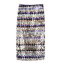 ZOEPO, тонкая расшитая блестками юбка с разрезом, женская модная повседневная прямая юбка, женские элегантные юбки до середины икры, женские юбки, KW