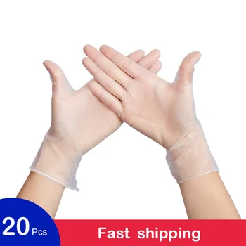 

20Pcs Disposable Gloves PVC Transparent Safety Antistatic working Gloves Protective Kitchen Dish Washing Garden Universal