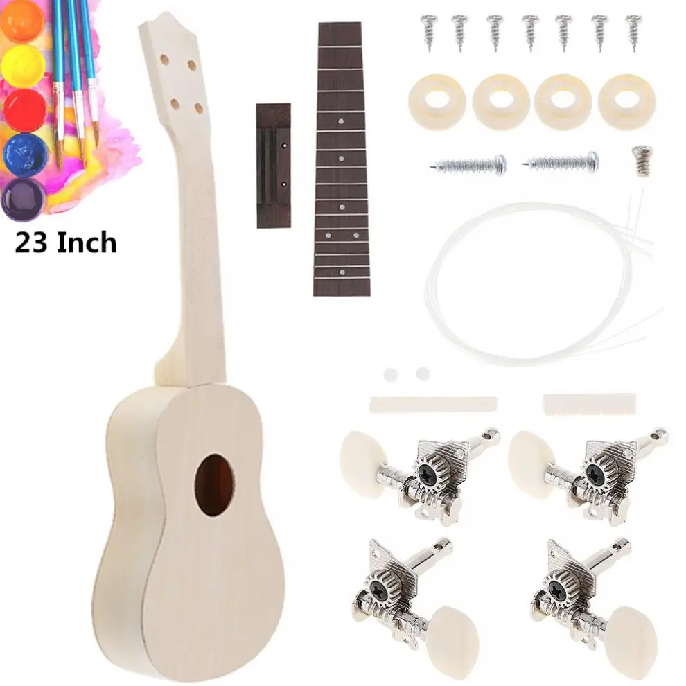 Kit de ukelele DIY de 23 pulgadas, diapasón de palisandro, guitarra