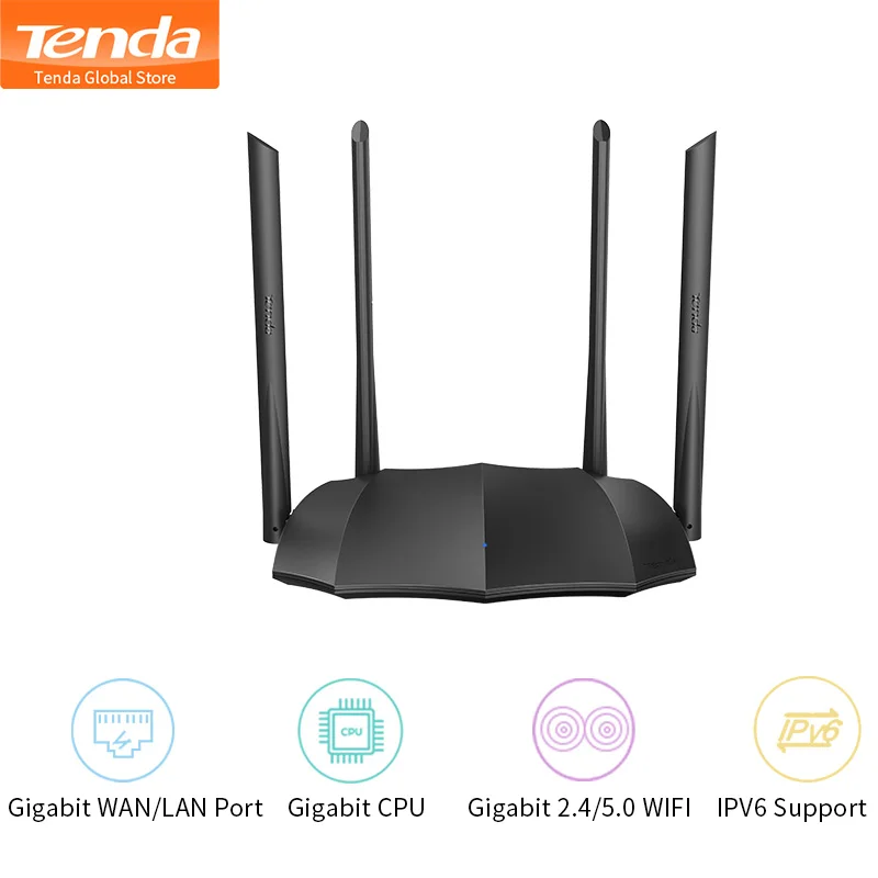 Маршрутизатор Tenda AC8 гигабитная версия 2 4 ГГц 5 Wi Fi 1167 Мбит/с ретранслятор 128 Мб DDR3 с