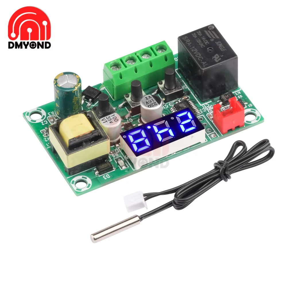 

W1209 LED thermostat 110-220V NTC white display temperature control range -50-110°C relay output red white blue and green displa