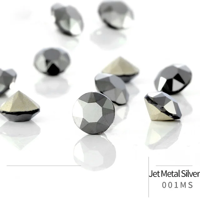 50pcs Crystal Stones Round Shape DIY Accessories Pointback Glass Strass 4mm Small Size Glue On Nails Rhinestones Crystal Rivoli Jet Metal Silver