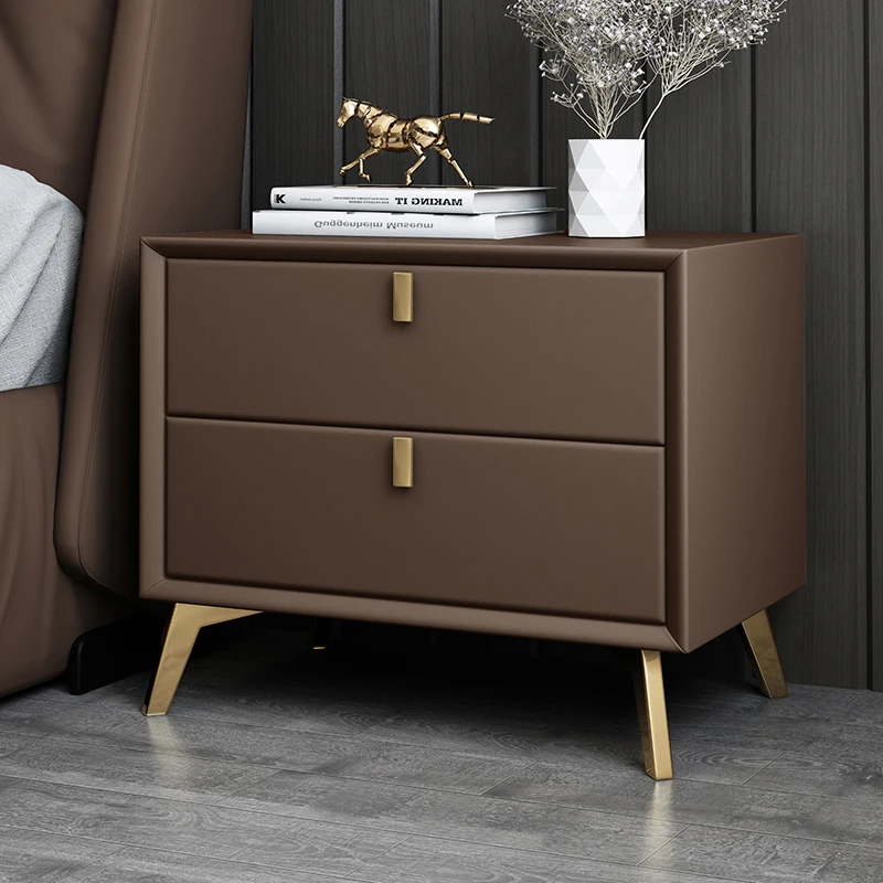 The San Lorenzo Leather Bedside Table Morii Designs