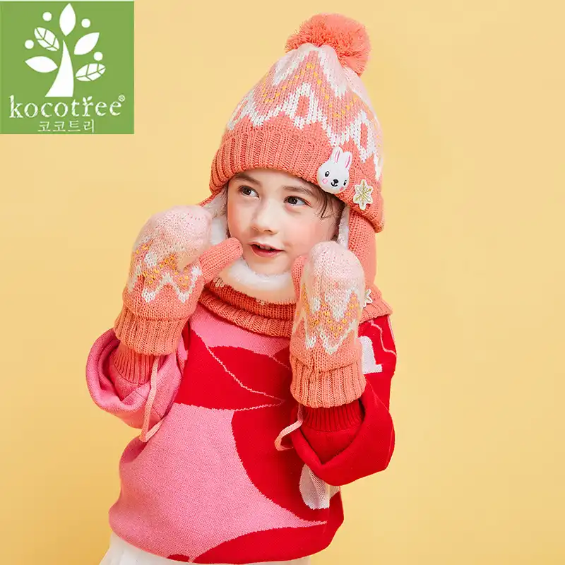 baby girl winter hat and gloves