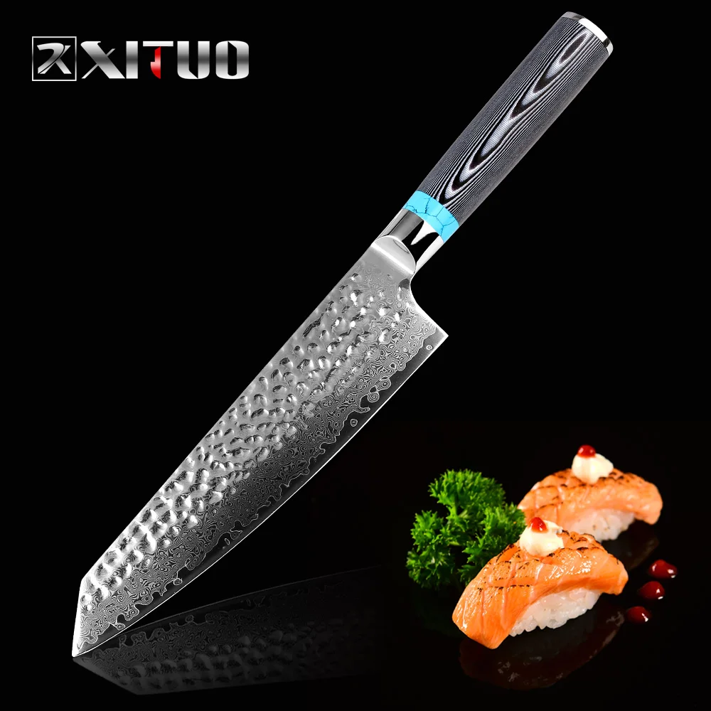 

XITUO Damascus Steel Kitchen knife sharp 8 inch Chef knife Japanese 67 Layers VG10 Steel Blade Chef Santoku Cleaver Meat Knife