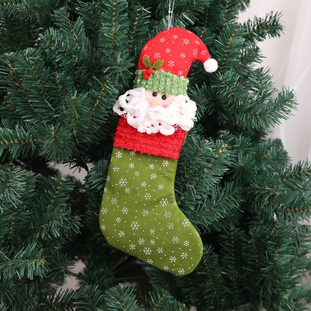 Christmas sock gift bag Merry Christmas Plush Tree Hanging Gift Candy Large Socks Decoration Mini Sock Santa Clau Candy Gift Bag