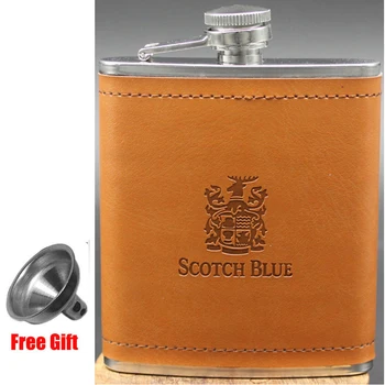 

Hip Flask Funnel 7oz Stainless Steel Leather Wine Wisky Flask Brown Personalized Alcohol Whisky Whiskey Bottle Men Friend Gifts