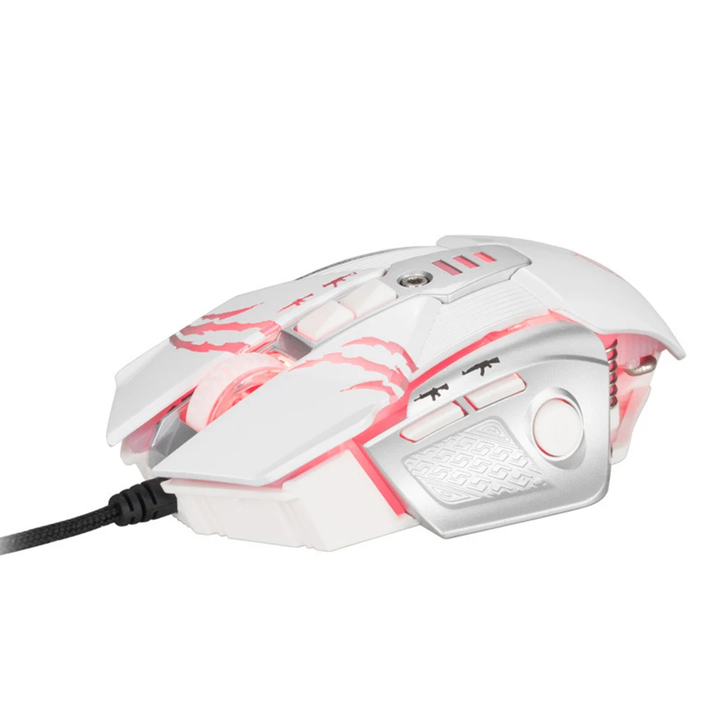 Silver E-Sports 7D металлическая отягчающая электронная спортивная игра USB Проводная мышь Бесшумная светодиодная подсветка USB оптический, эргономический игровой мышь для Windows 2000 - Цвет: Silver