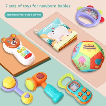 

7 sets of newest baby toys Hand bell Educational Cloth book Early Interesting Electronic Music Toy Mobile Phone