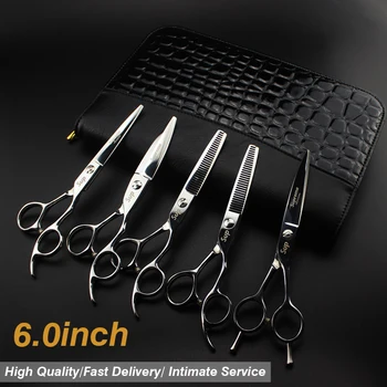 

6.0inch hairdressing set Pet scissors Japan 440C Sharp Quick-cut hair scissors with advanced screws Adjustable