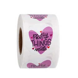 Autocollants de remerciement en forme de cœur rond, 500 pièces, étiquettes autocollantes de jolies choses à l'intérieur, pour sac enveloppe, cadeau, fête, jouet 