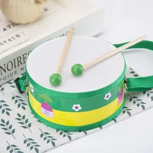 Новинка, детский ударный инструмент, барабан, мультипликационный деревянный двухсторонний поясной барабан, барабанчик для ручного биения, детские развивающие игрушки, 1 шт