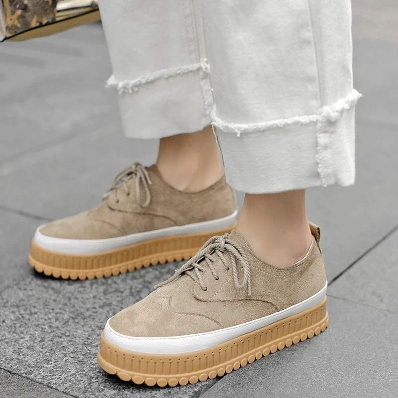 

Woman Platform Shoes Suede Flats Fashion Casual Shoes for Women Comfortable Height Increasing Leisure Creepers Tenis Feminino