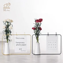 

Iron Art Desktop Decoration Notes Clips Card Photo Holder Table Memo Holder Name Message Clips with Flower Vase Office Decor
