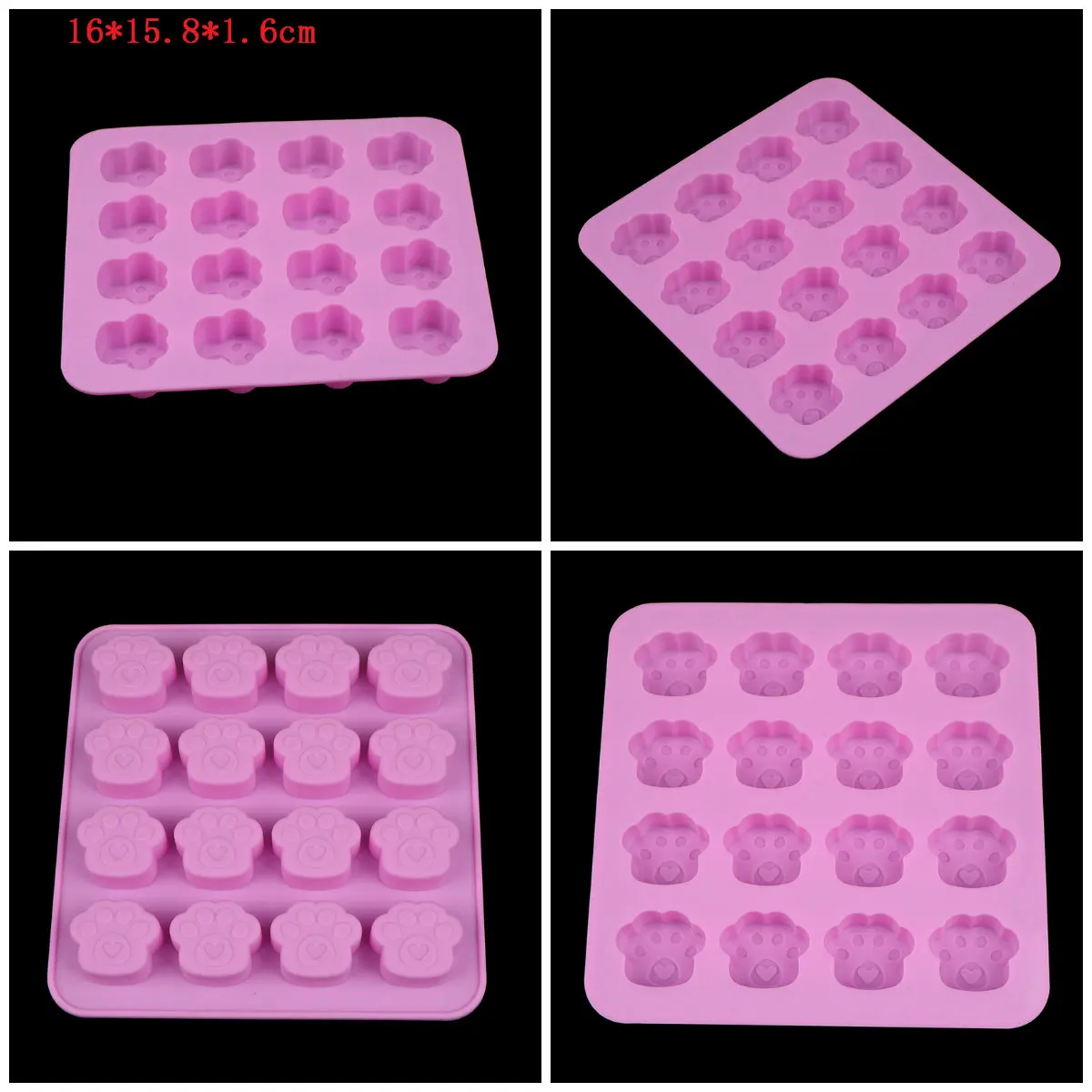 Diy 16 отверстий розовые лапы для кошек и собак силиконовая форма помадки