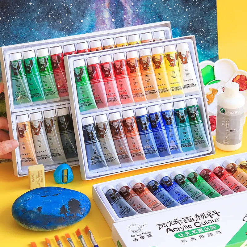 Professional 12/18/24/36 Colors Acrylic Paint Set 12ML Hand Painted Wall Drawing craft Painting Pigment Set For Art Supplies diy blank card brick transparent acrylic plate mold empty plates for diy hand making craft 517f