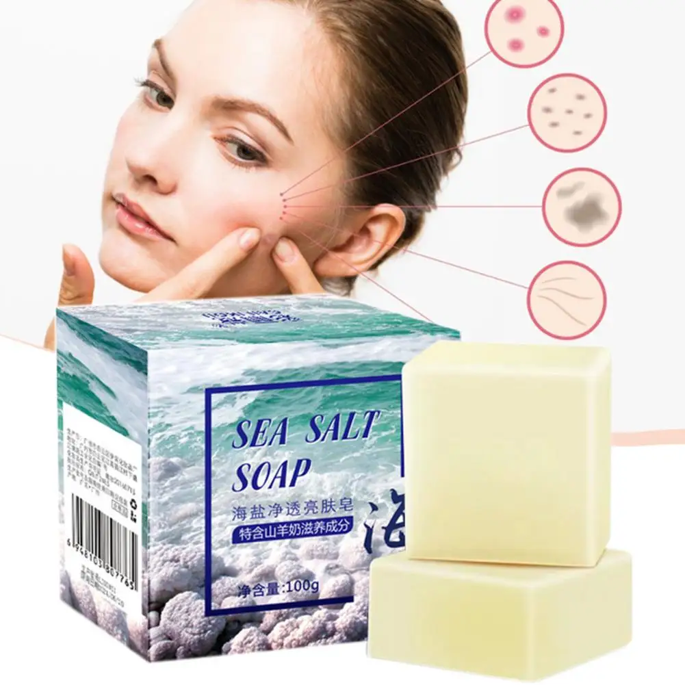 Sea Salt Soap Marine Mineral Refreshing Acne Treatment Moisturizing Facial Soap For All Skin Types Natural Sea Salt Soap