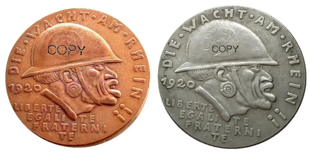 Германия 1920 медь/серебро Посеребренная памятная монета медаль черного стыда