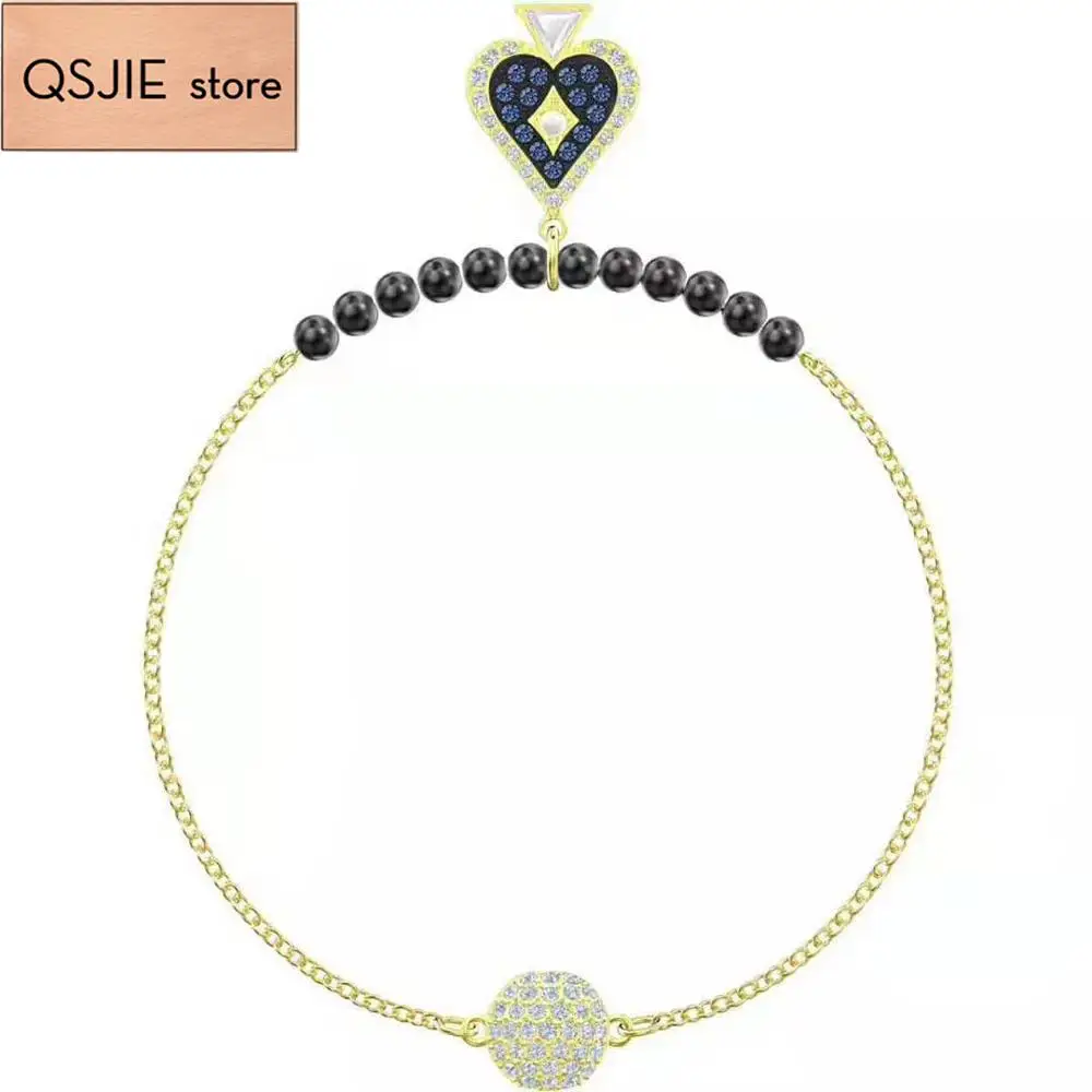 High quality SWA, brand new design invisible magnetic clasp, black heart peach beads women's Bracelet