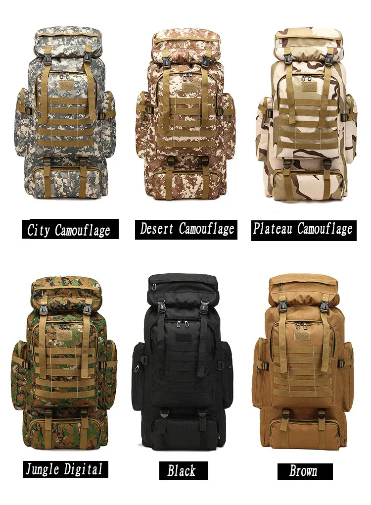 Большой рюкзак 80L для женщин и мужчин активного отдыха Походов Кемпинга