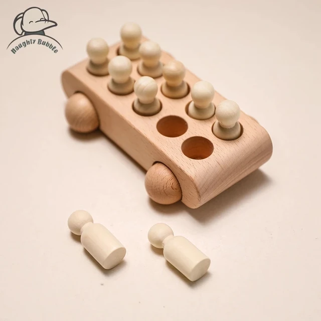 Montessori Wooden Toys for Children Puzzle Game Cartoon Wood Peg Dolls Educational Toy Car Newborn Baby Blocks Christmas Gifts 1