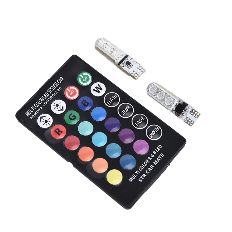 2 шт. T10 5050 W5W 6 SMD дистанционное управление RGB светодиодный купольный светильник