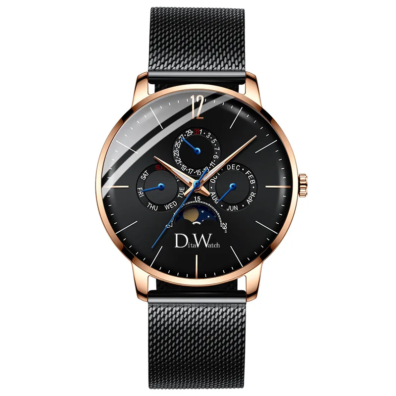 steel black 2 DITA часы мужские часы Топ Бренд роскошные часы мужские спортивные наручные часы Полный календарь часы reloj hombre relogio masculino - Цвет: steel black 2